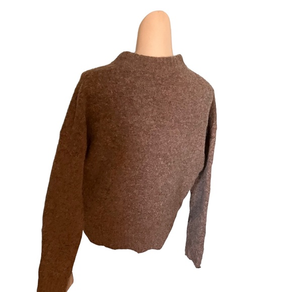 Madewell Women’s Crop Pink/Cream/Brown Alpaca Wool Blend 1/2 Zip Sweater S - Picture 2 of 11